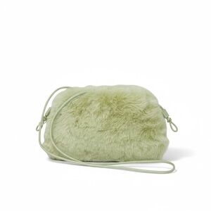 COS Cavatelli Mini Clutch Bag - Faux Fur Pale Green